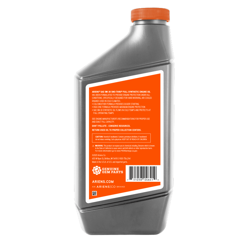 0W-30 Full Synthetic Oil (for snow blowers)